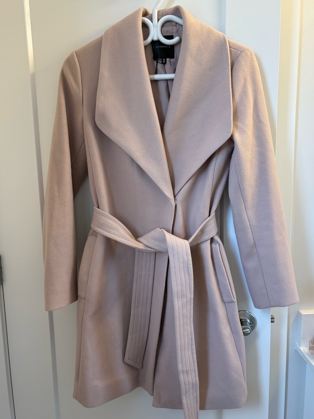 Dynamite Blush Belted Trench Coat